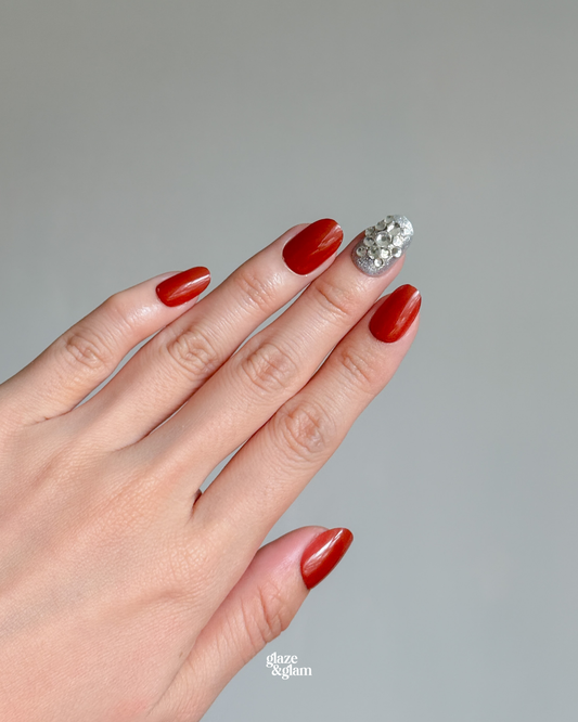 #001: Red Diamond Glitter LumiGel™ Nails