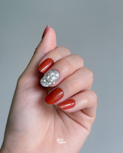 #001: Red Diamond Glitter LumiGel™ Nails