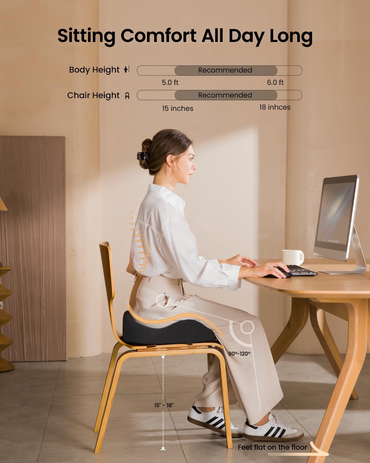 DrHealWell ArcPro Memory Cushion For Tailbone Protection, Sciatica & Pressure Relief