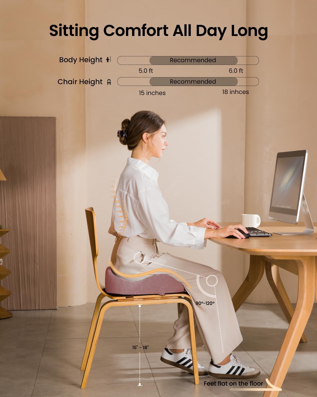 DrHealWell ArcPro Memory Cushion For Tailbone Protection, Sciatica & Pressure Relief