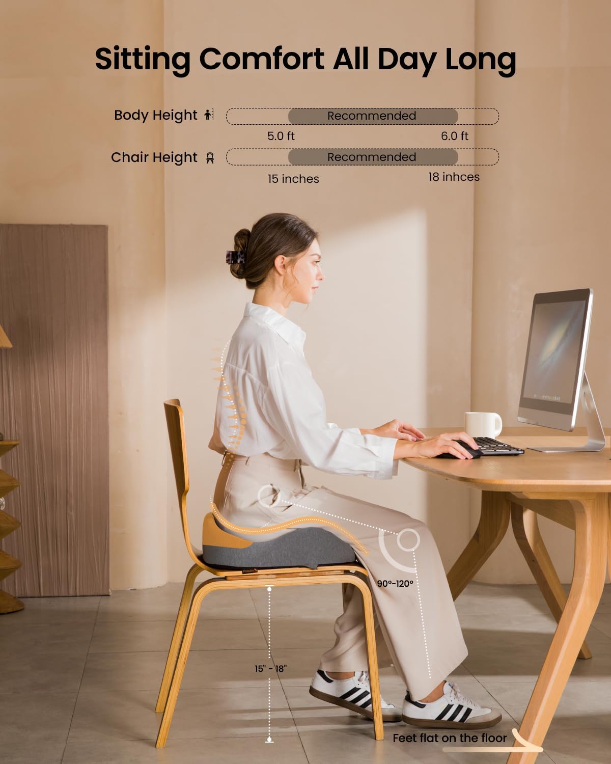 DrHealWell ArcPro Memory Cushion For Tailbone Protection, Sciatica & Pressure Relief