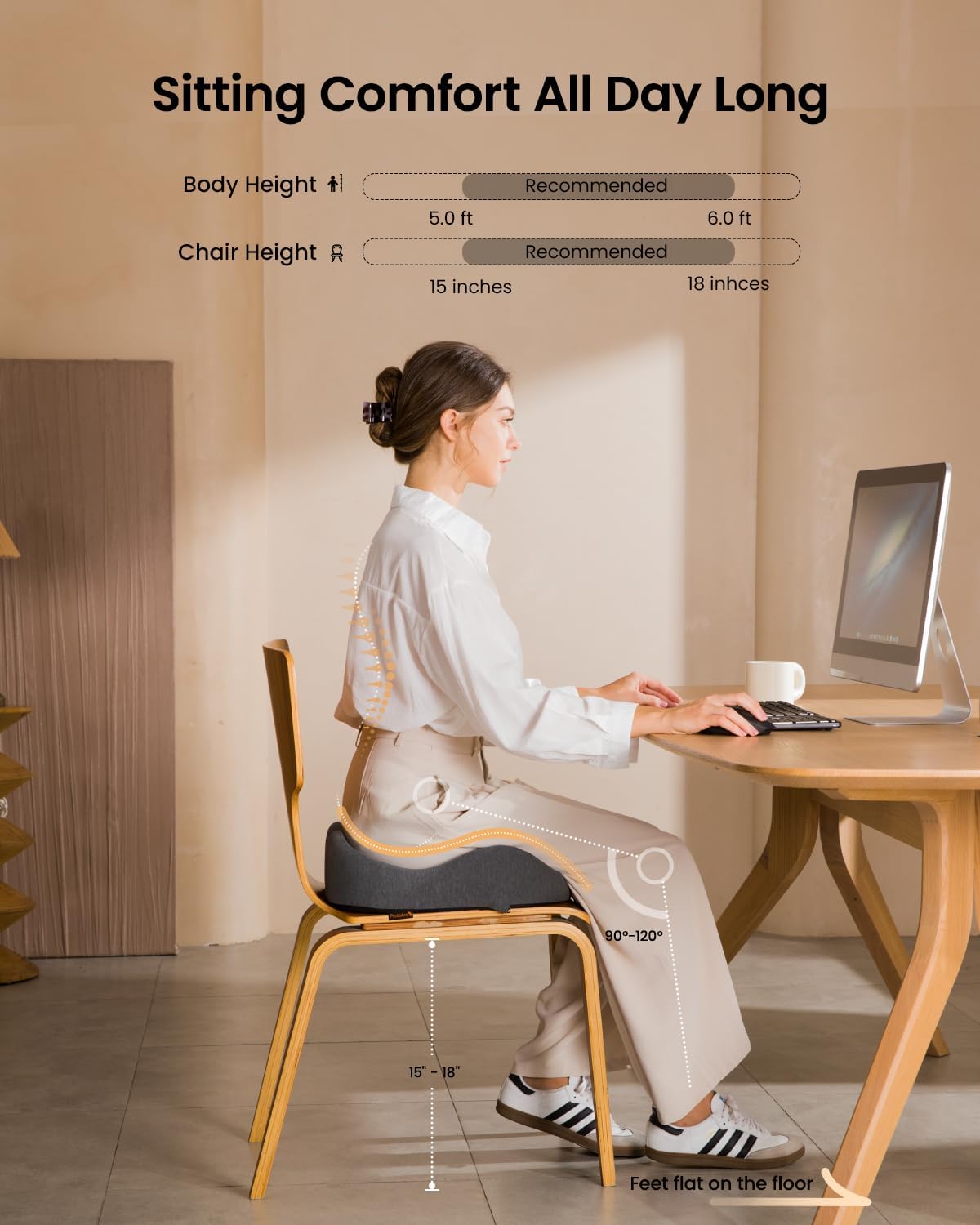 DrHealWell ArcPro Memory Cushion For Tailbone Protection, Sciatica & Pressure Relief