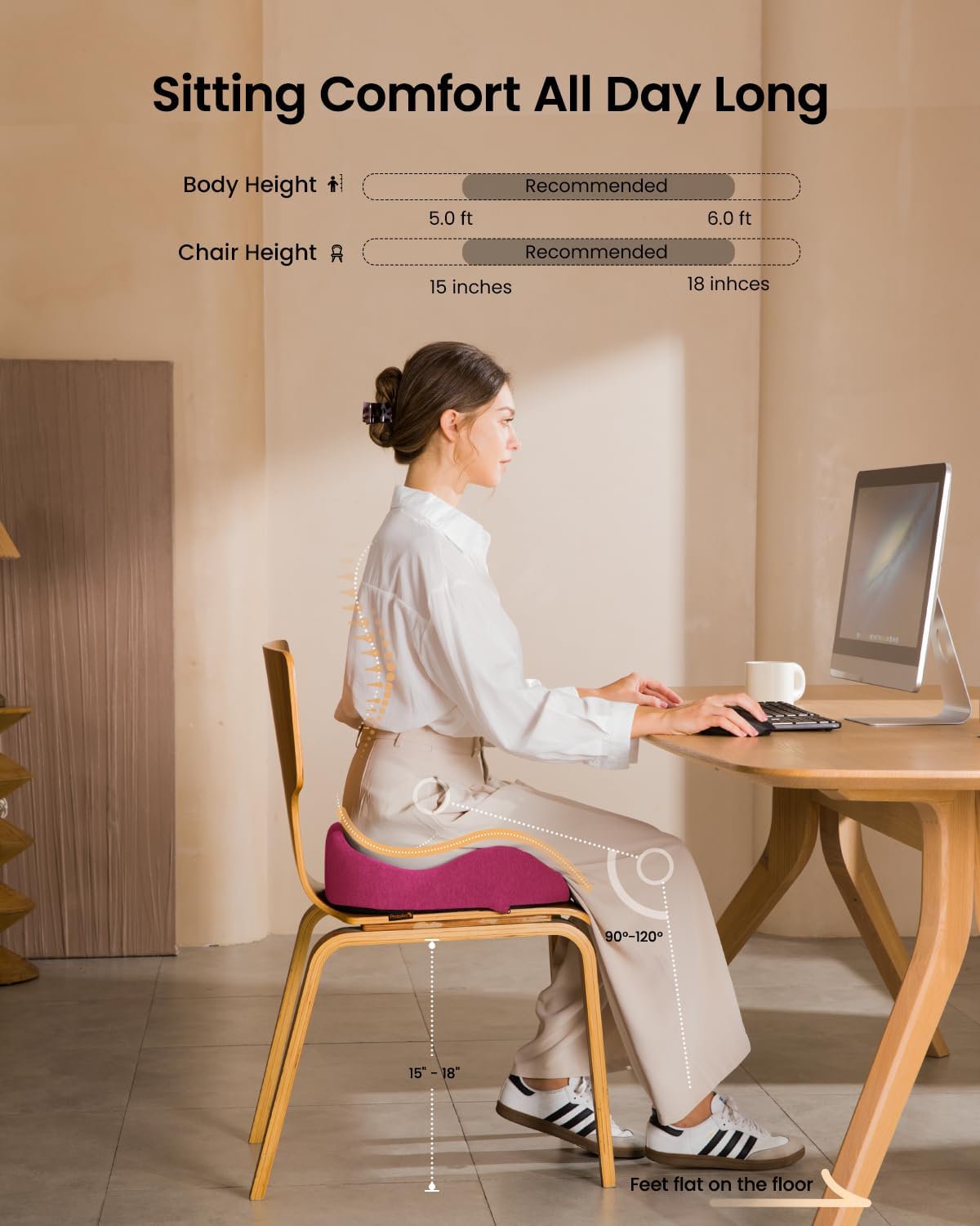 DrHealWell ArcPro Memory Cushion For Tailbone Protection, Sciatica & Pressure Relief