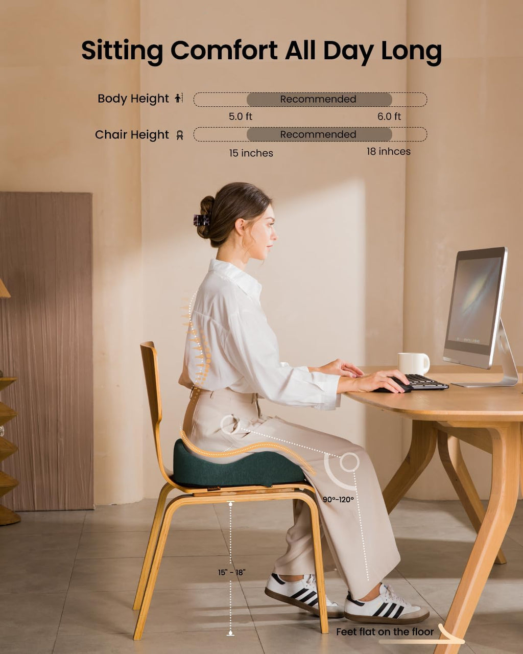 DrHealWell ArcPro Memory Cushion For Tailbone Protection, Sciatica & Pressure Relief