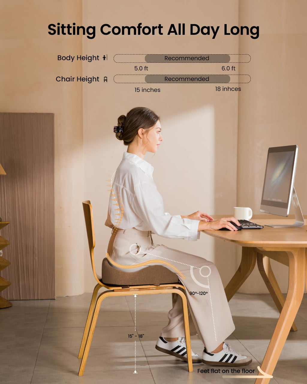 DrHealWell ArcPro Memory Cushion For Tailbone Protection, Sciatica & Pressure Relief