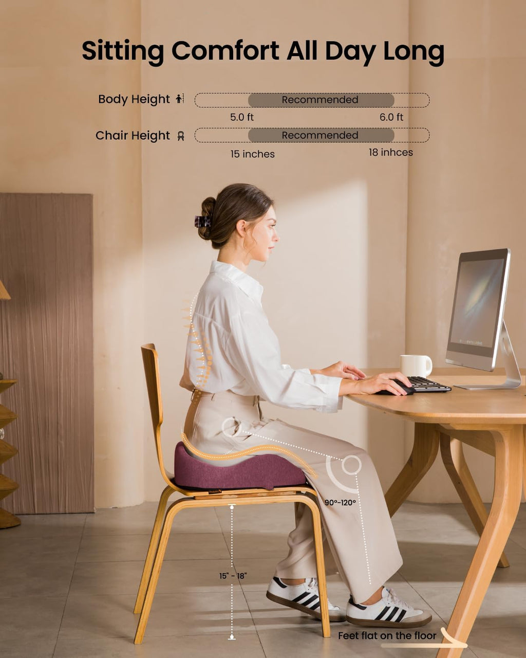 DrHealWell ArcPro Memory Cushion For Tailbone Protection, Sciatica & Pressure Relief