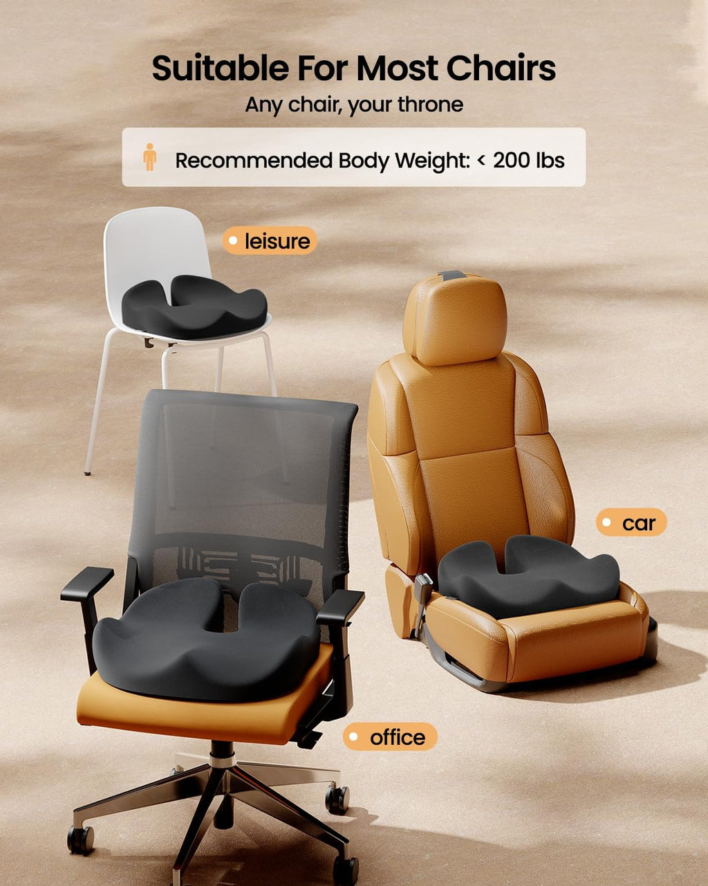 DrHealWell ArcPro Memory Cushion For Tailbone Protection, Sciatica & Pressure Relief