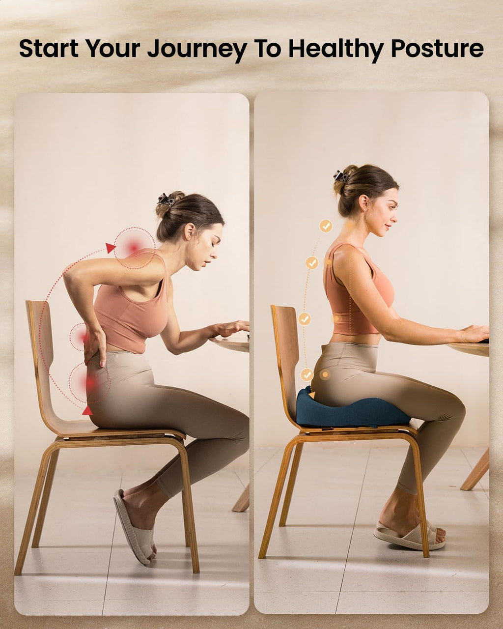 DrHealWell ArcPro Memory Cushion For Tailbone Protection, Sciatica & Pressure Relief