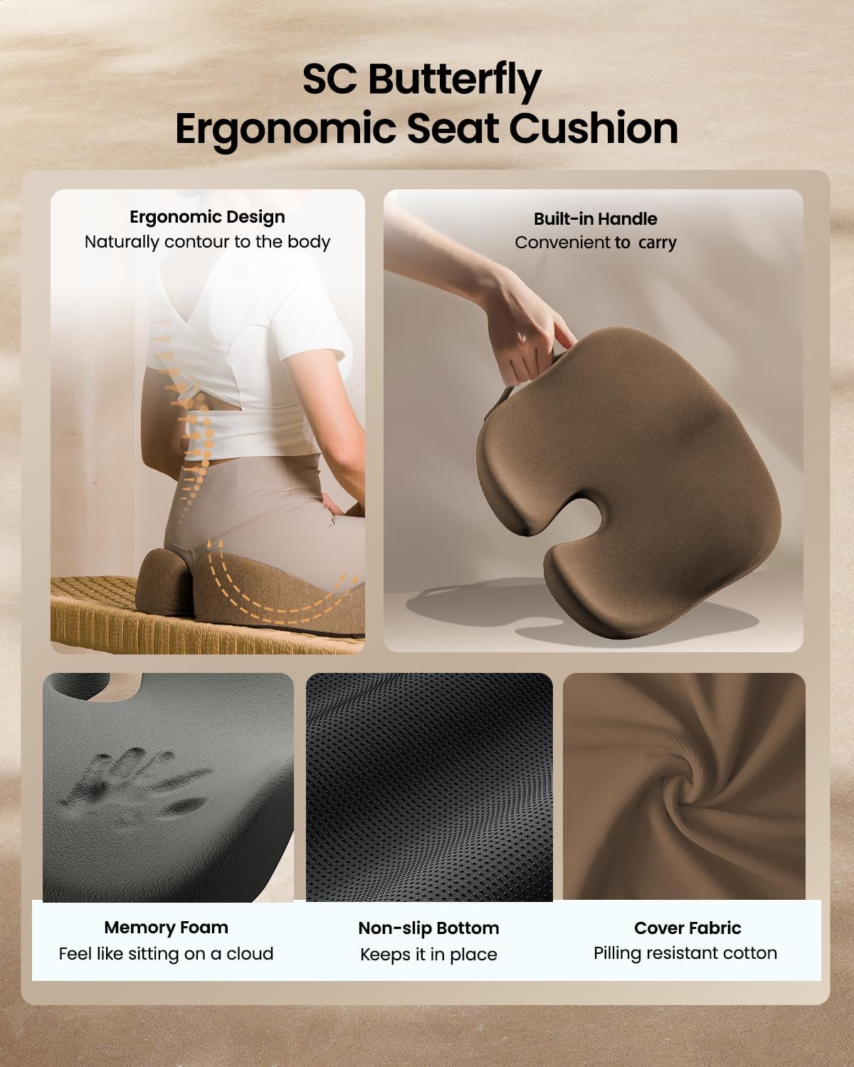 DrHealWell ArcPro Memory Cushion For Tailbone Protection, Sciatica & Pressure Relief