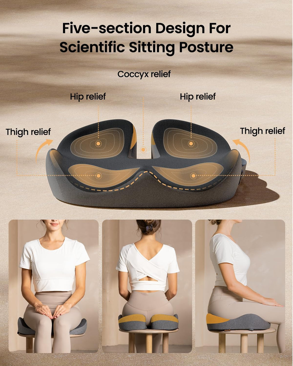 DrHealWell ArcPro Memory Cushion For Tailbone Protection, Sciatica & Pressure Relief