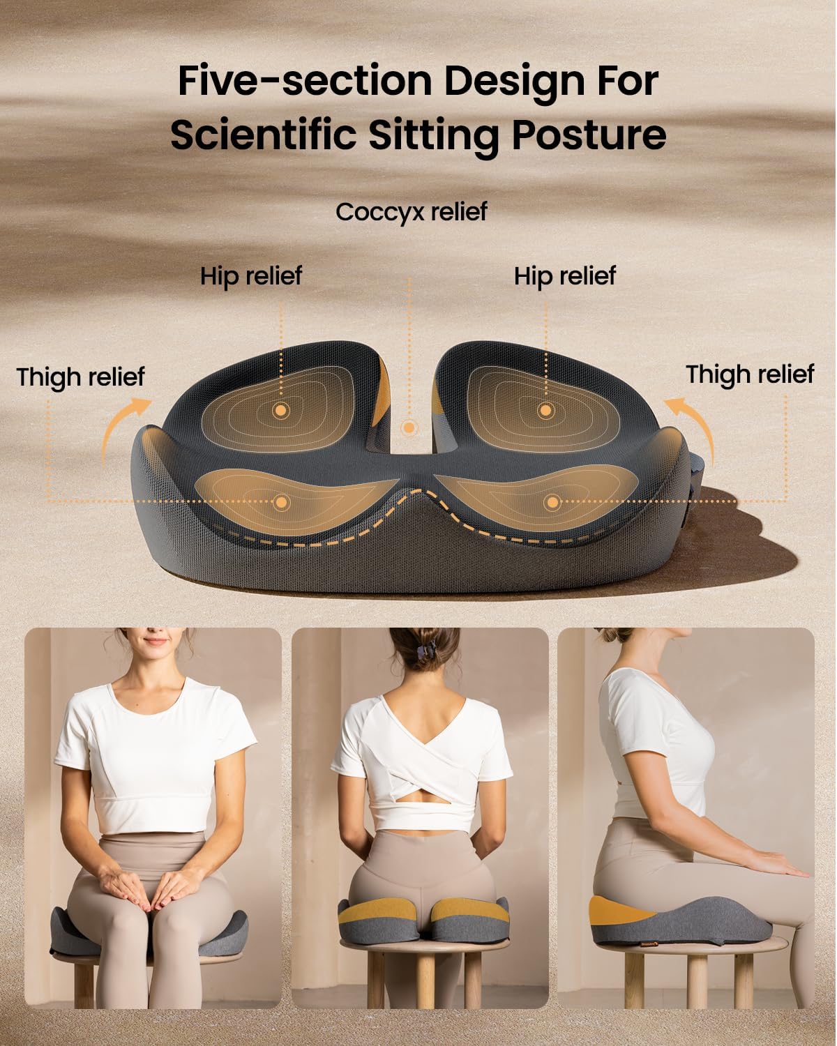 DrHealWell ArcPro Memory Cushion For Tailbone Protection, Sciatica & Pressure Relief