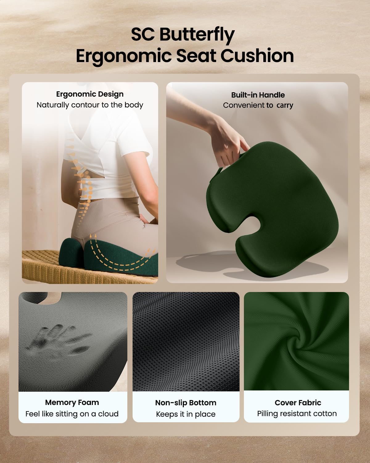 DrHealWell ArcPro Memory Cushion For Tailbone Protection, Sciatica & Pressure Relief