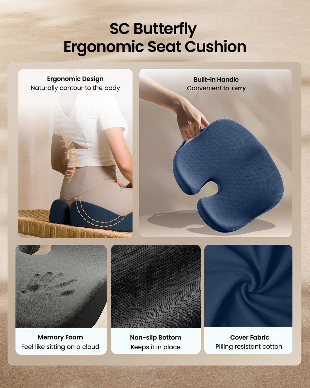 DrHealWell ArcPro Memory Cushion For Tailbone Protection, Sciatica & Pressure Relief