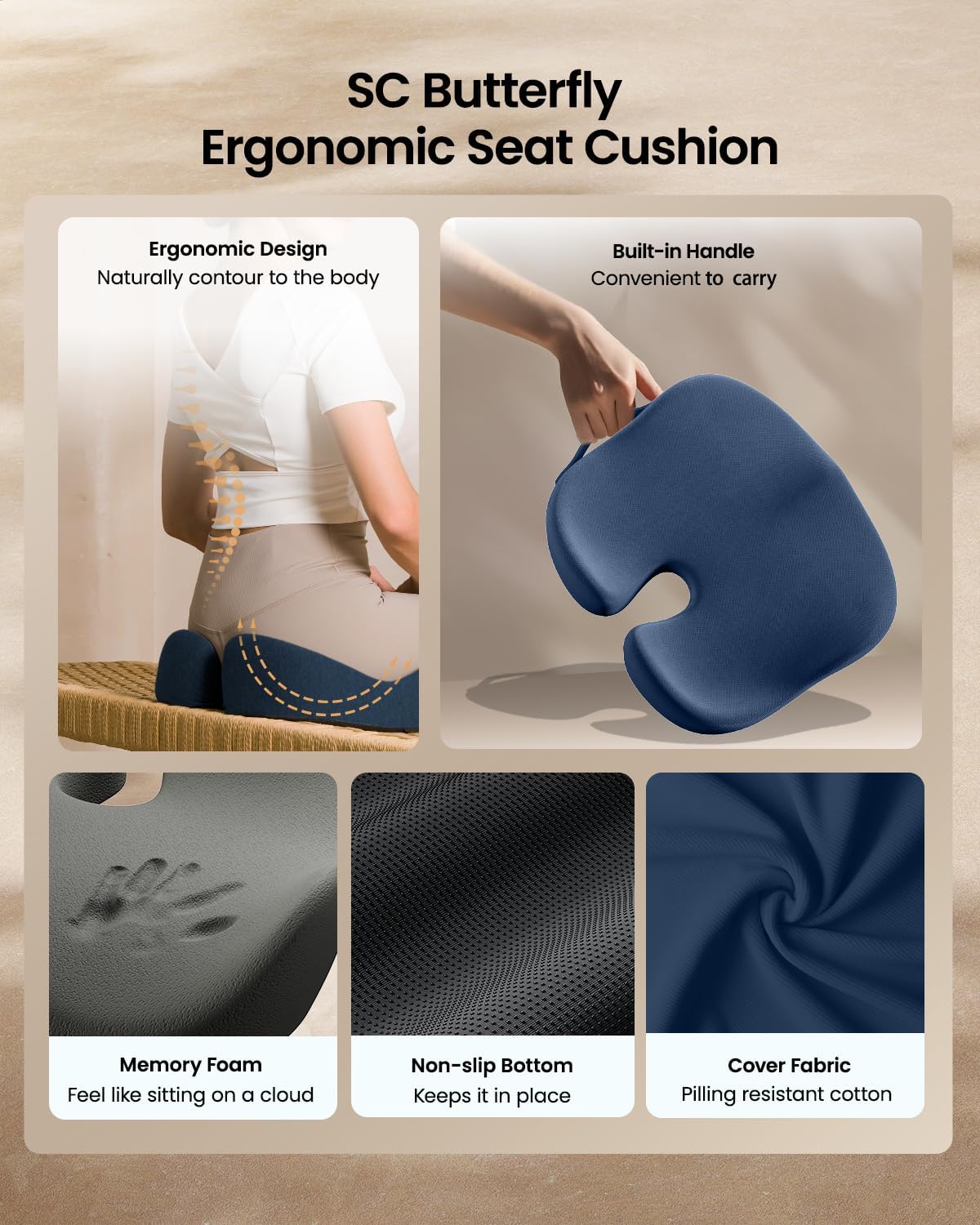 DrHealWell ArcPro Memory Cushion For Tailbone Protection, Sciatica & Pressure Relief