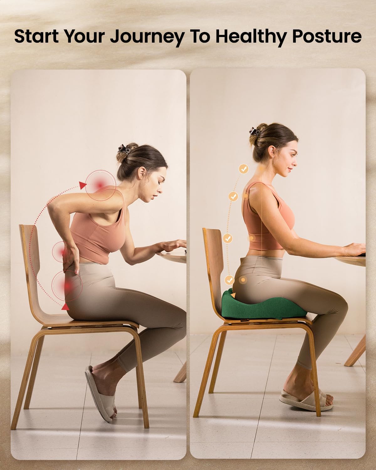 DrHealWell ArcPro Memory Cushion For Tailbone Protection, Sciatica & Pressure Relief