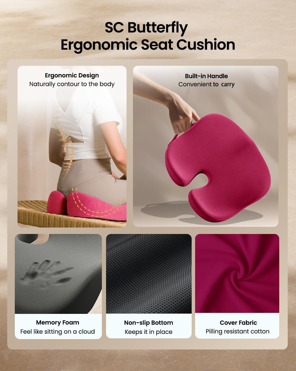 DrHealWell ArcPro Memory Cushion For Tailbone Protection, Sciatica & Pressure Relief