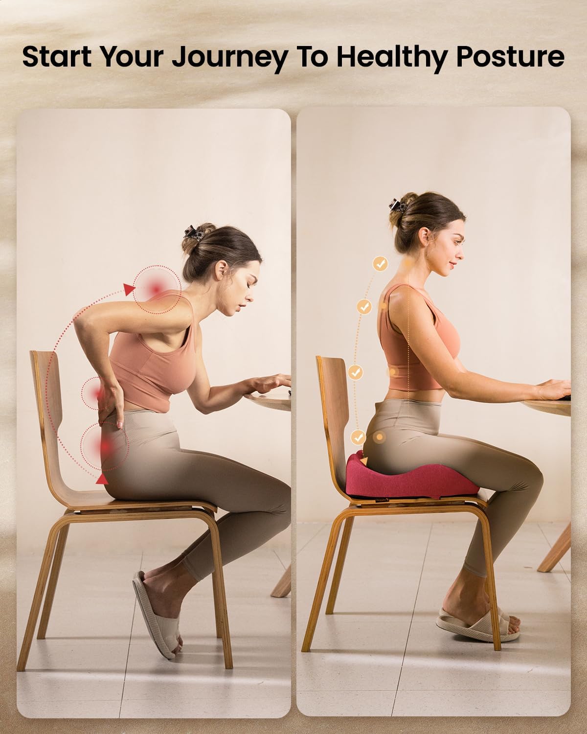 DrHealWell ArcPro Memory Cushion For Tailbone Protection, Sciatica & Pressure Relief