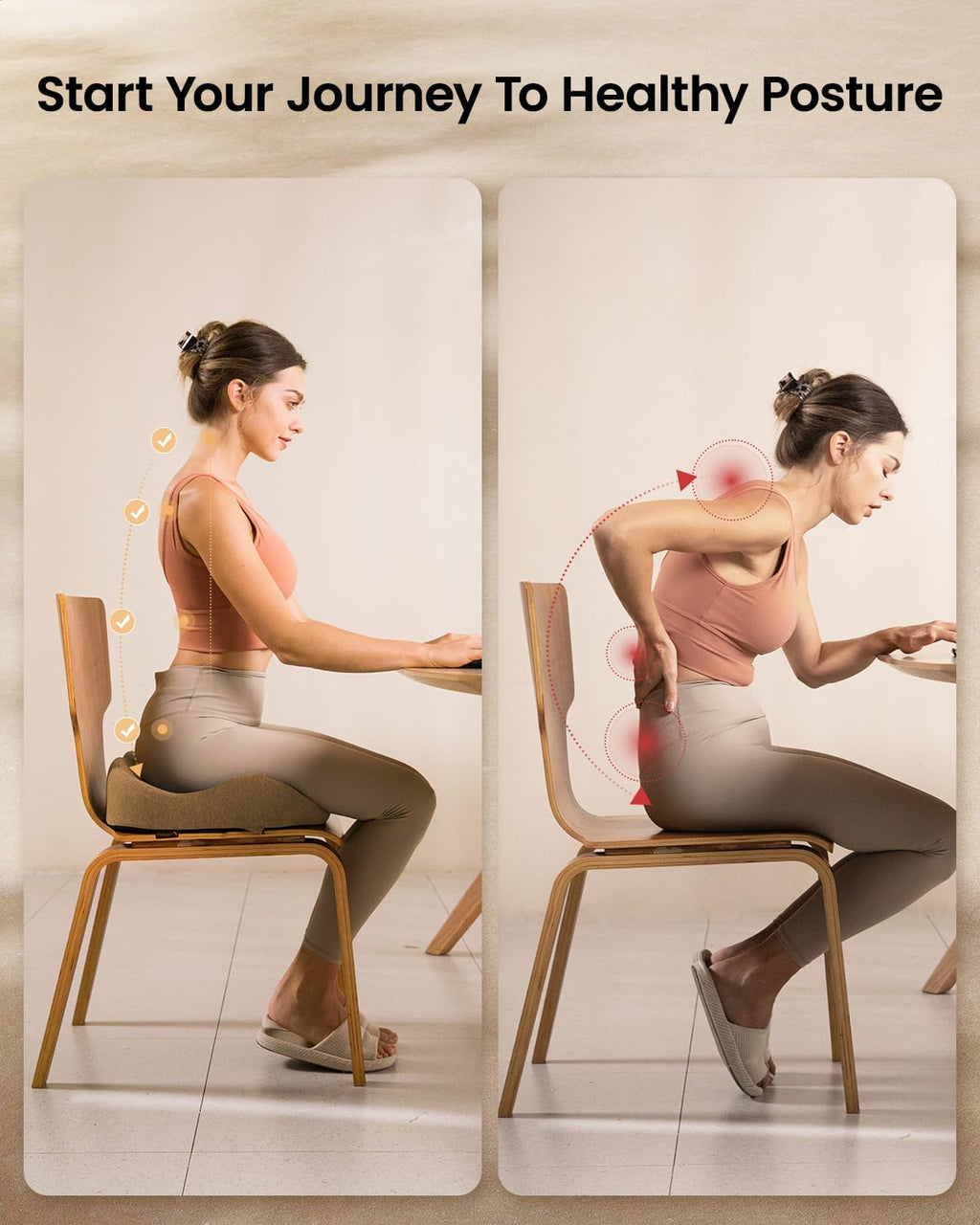 DrHealWell ArcPro Memory Cushion For Tailbone Protection, Sciatica & Pressure Relief