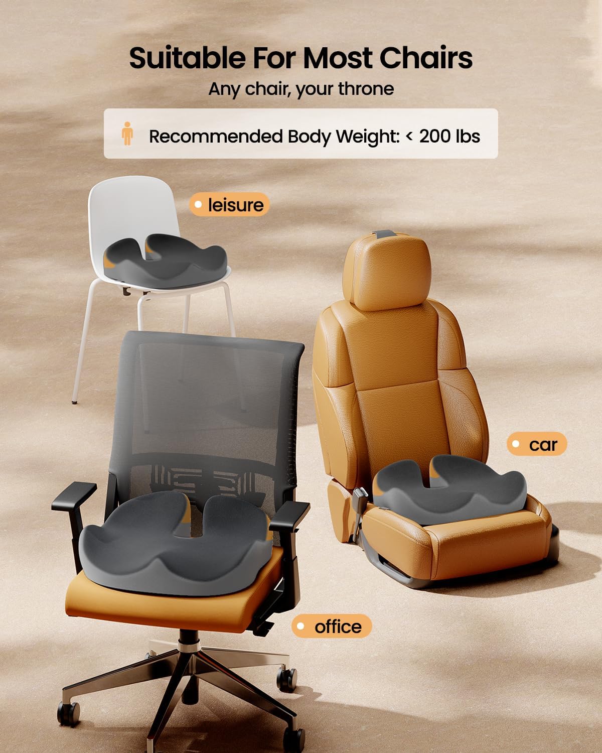 DrHealWell ArcPro Memory Cushion For Tailbone Protection, Sciatica & Pressure Relief