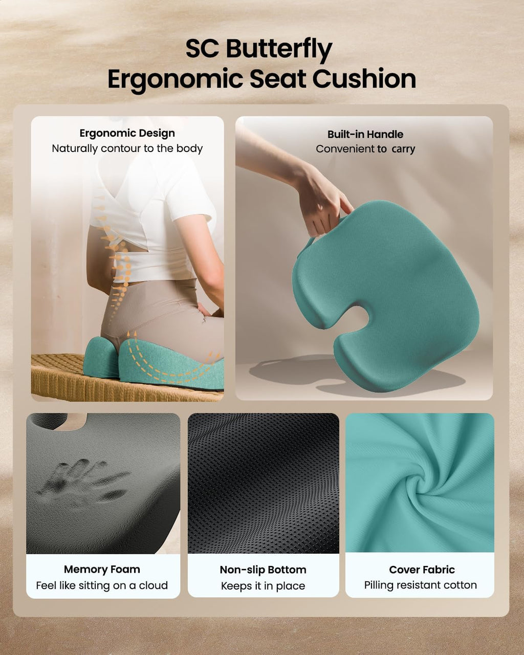 DrHealWell ArcPro Memory Cushion For Tailbone Protection, Sciatica & Pressure Relief