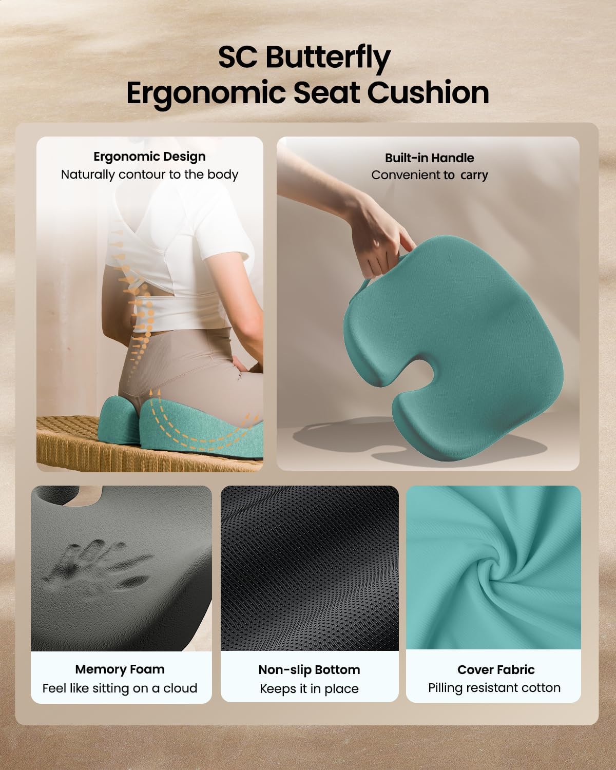 DrHealWell ArcPro Memory Cushion For Tailbone Protection, Sciatica & Pressure Relief