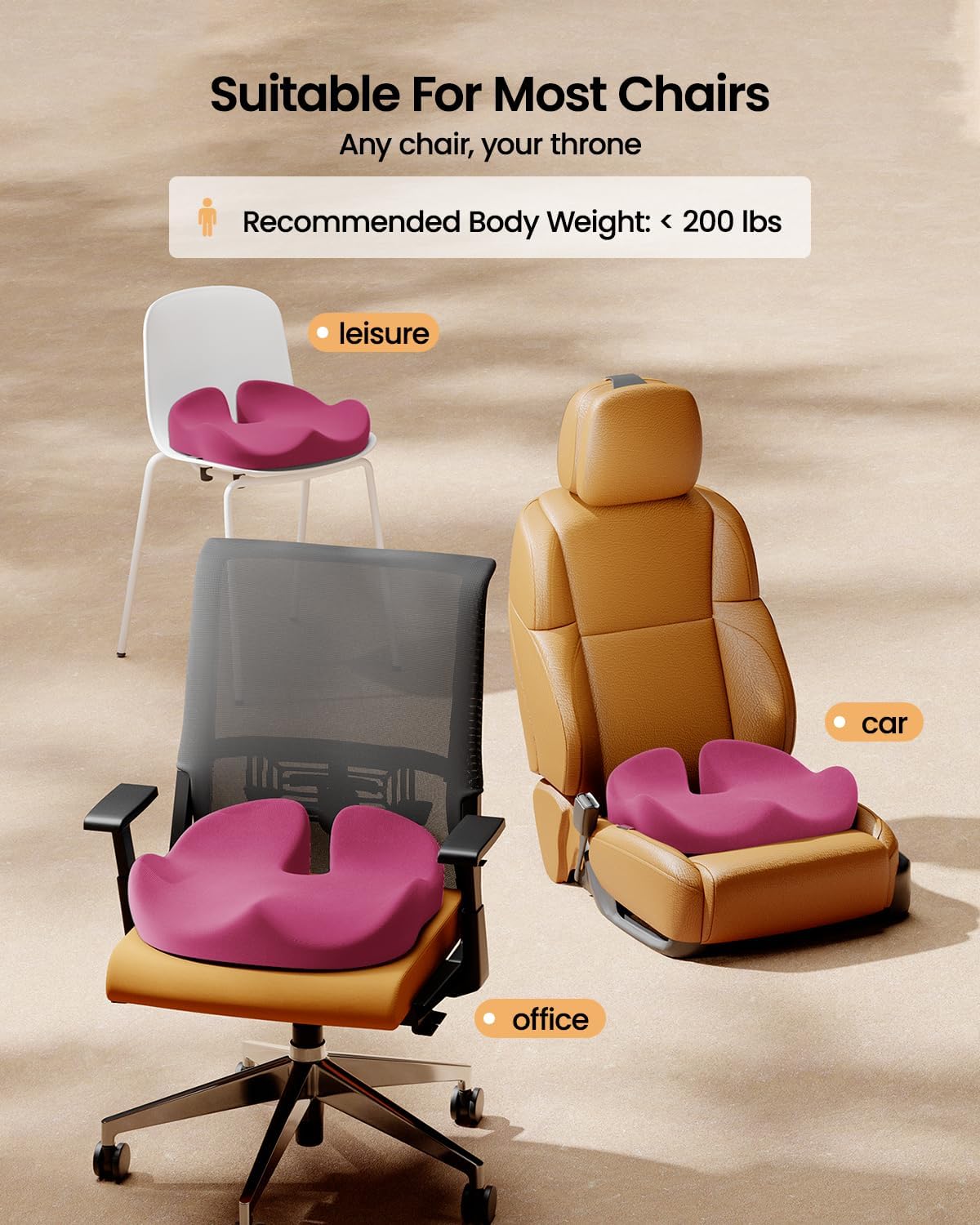 DrHealWell ArcPro Memory Cushion For Tailbone Protection, Sciatica & Pressure Relief