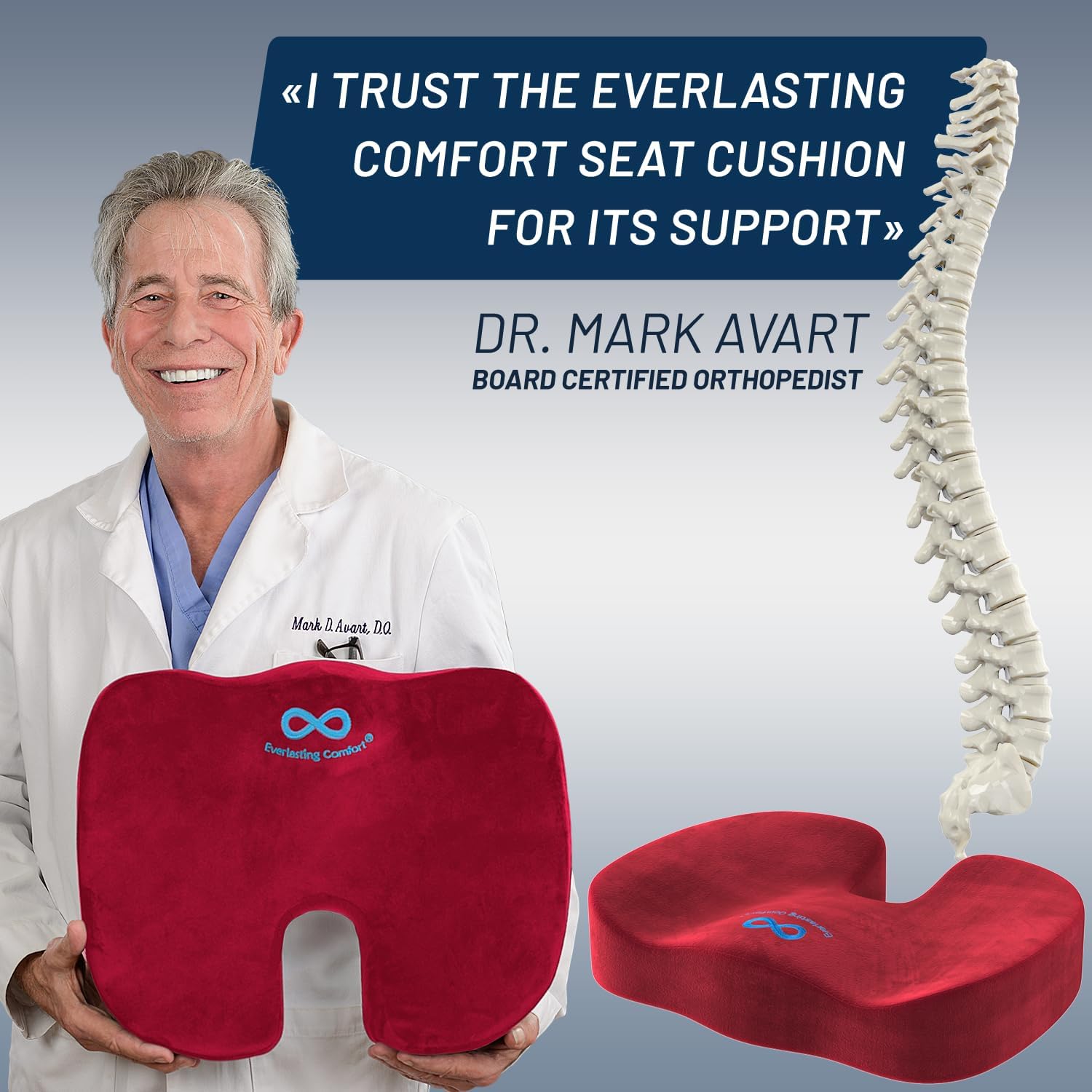 DrHealWell Everlasting Comfort Tailbone Protection, Sciatica & Posture Memory Foam Seat Cushion