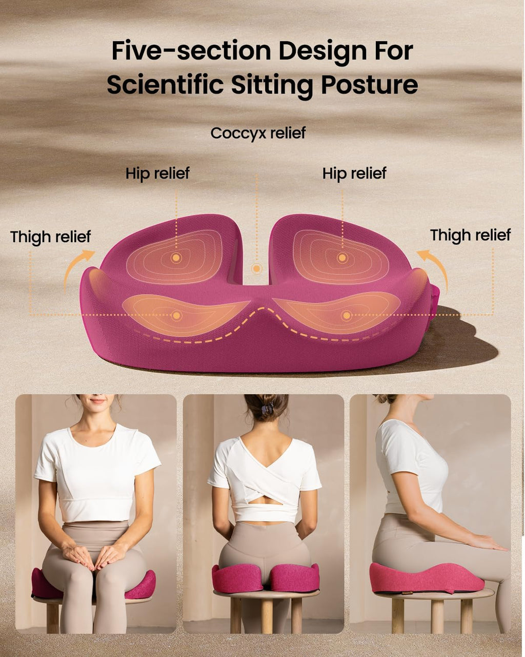 DrHealWell ArcPro Memory Cushion For Tailbone Protection, Sciatica & Pressure Relief