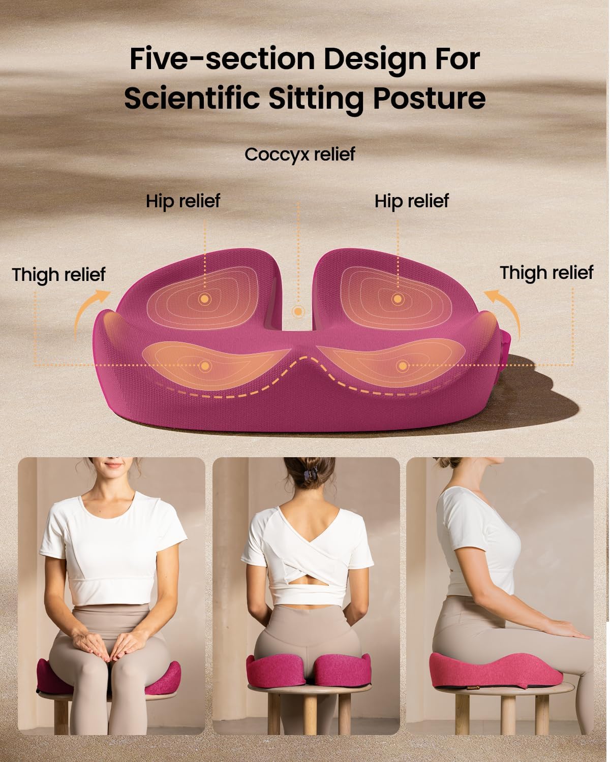 DrHealWell ArcPro Memory Cushion For Tailbone Protection, Sciatica & Pressure Relief