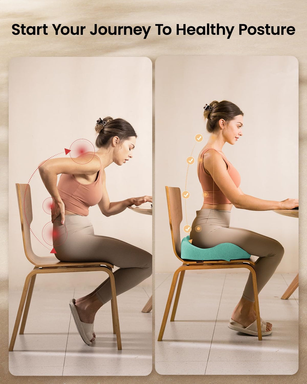 DrHealWell ArcPro Memory Cushion For Tailbone Protection, Sciatica & Pressure Relief