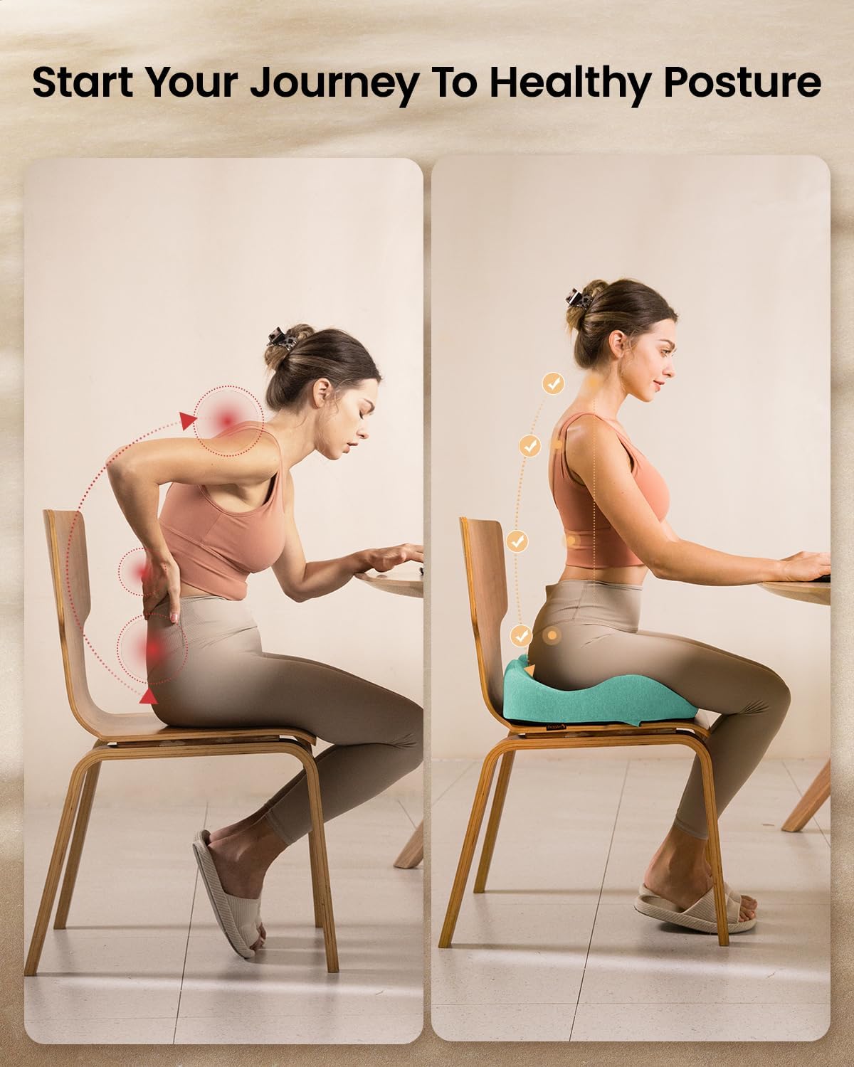 DrHealWell ArcPro Memory Cushion For Tailbone Protection, Sciatica & Pressure Relief