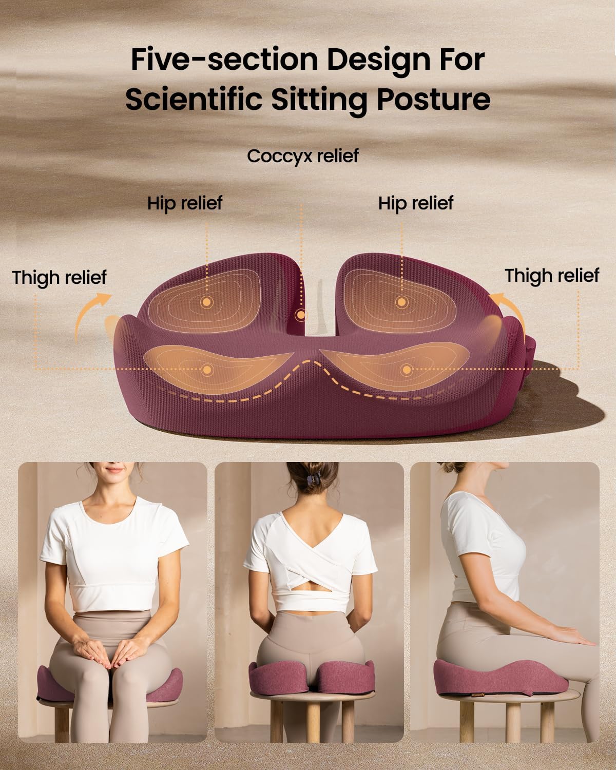 DrHealWell ArcPro Memory Cushion For Tailbone Protection, Sciatica & Pressure Relief