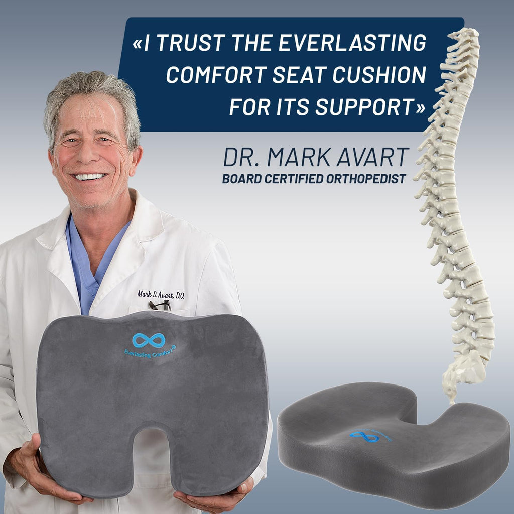 DrHealWell Everlasting Comfort Tailbone Protection, Sciatica & Posture Memory Foam Seat Cushion