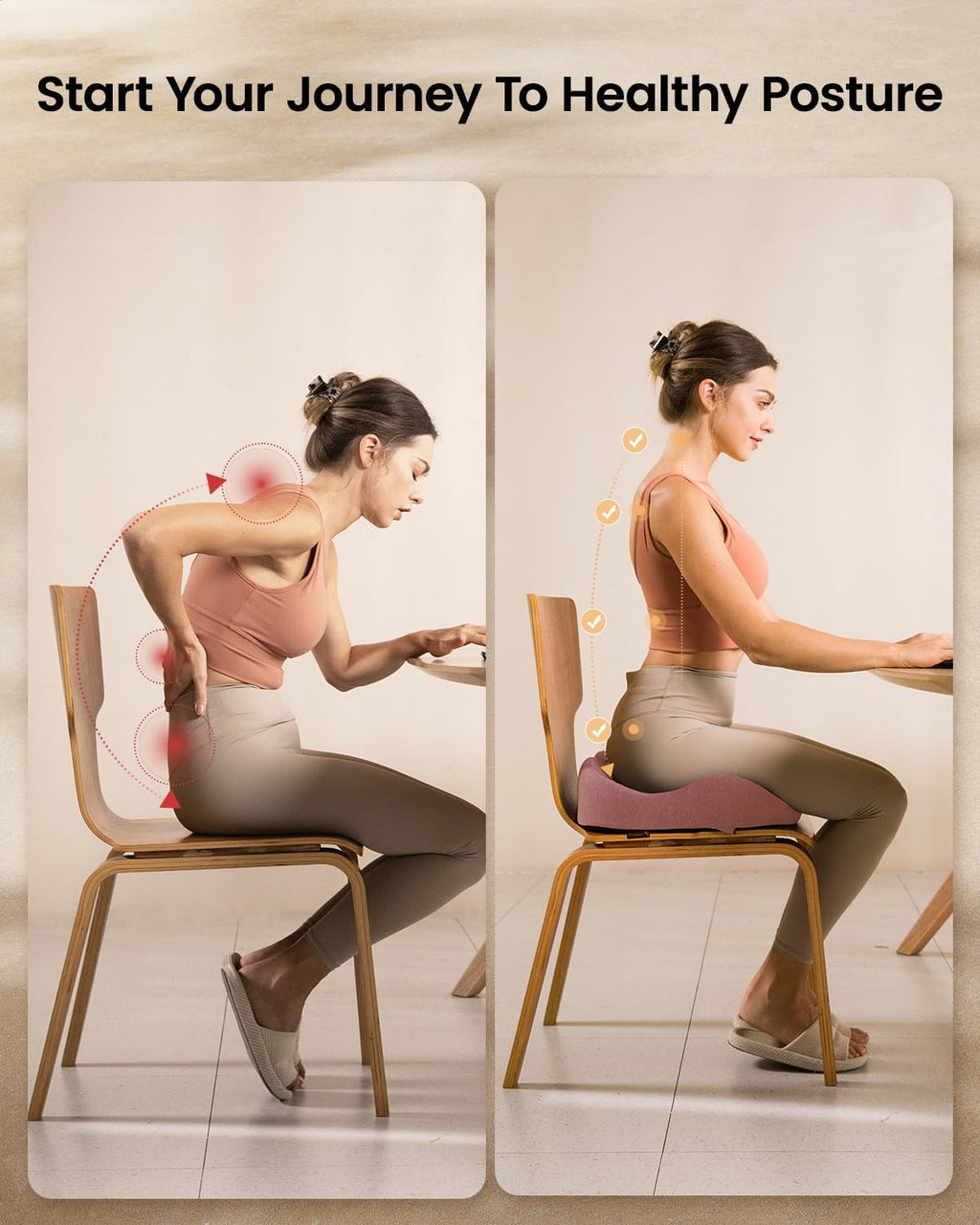 DrHealWell ArcPro Memory Cushion For Tailbone Protection, Sciatica & Pressure Relief