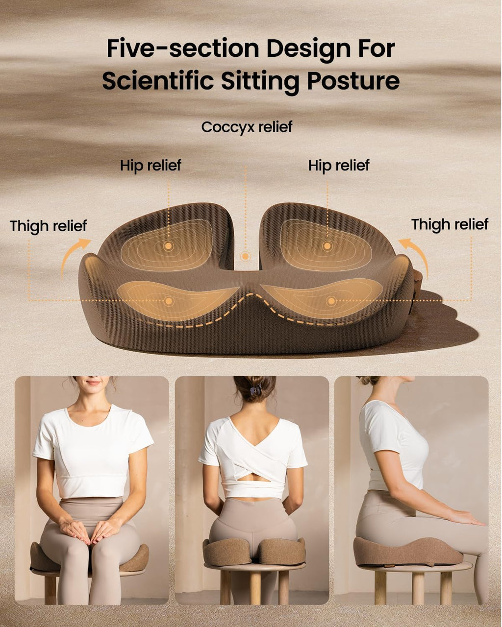 DrHealWell ArcPro Memory Cushion For Tailbone Protection, Sciatica & Pressure Relief