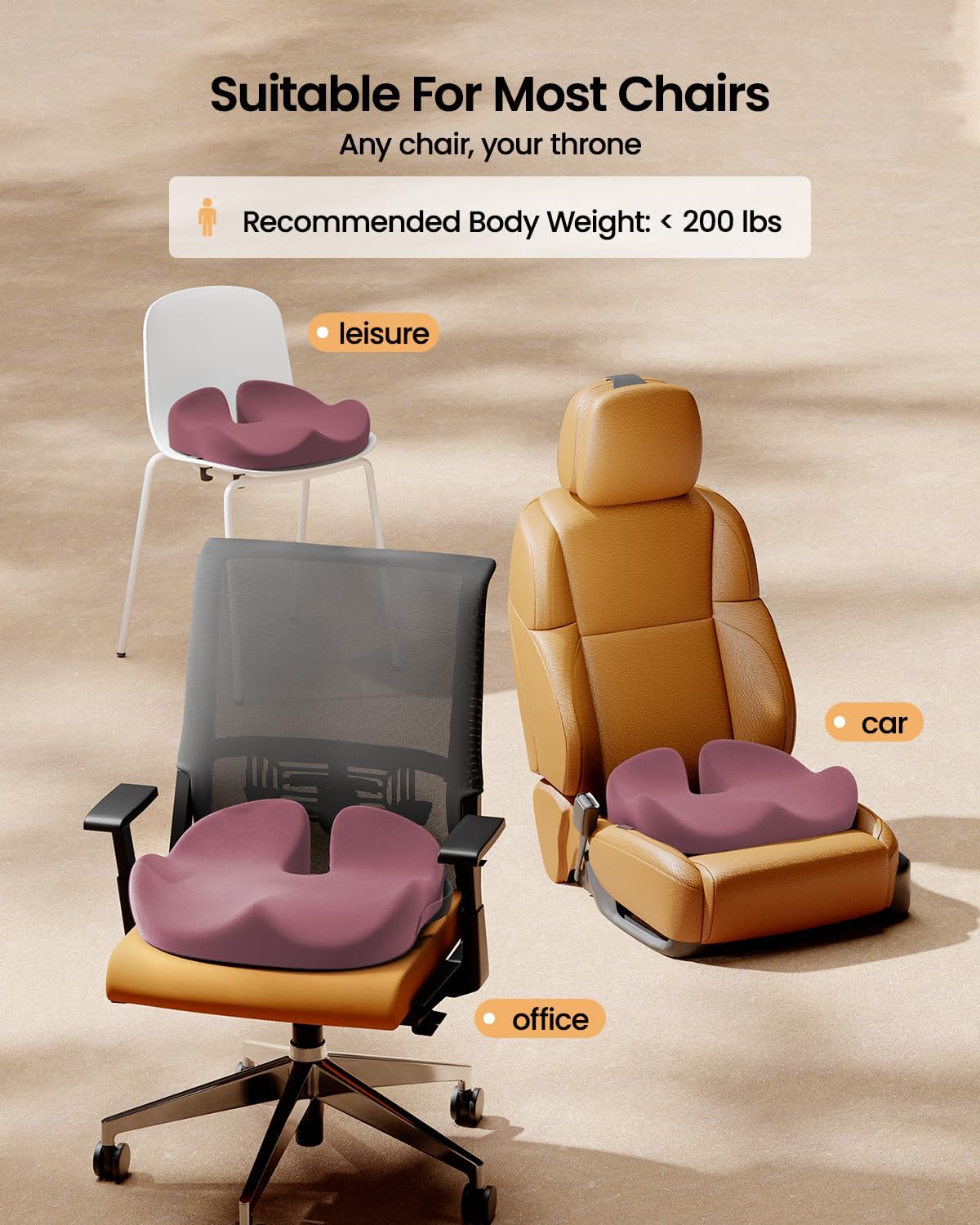 DrHealWell ArcPro Memory Cushion For Tailbone Protection, Sciatica & Pressure Relief