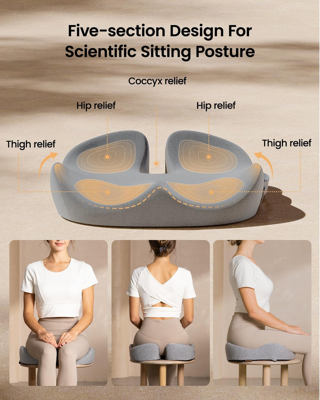 DrHealWell ArcPro Memory Cushion For Tailbone Protection, Sciatica & Pressure Relief