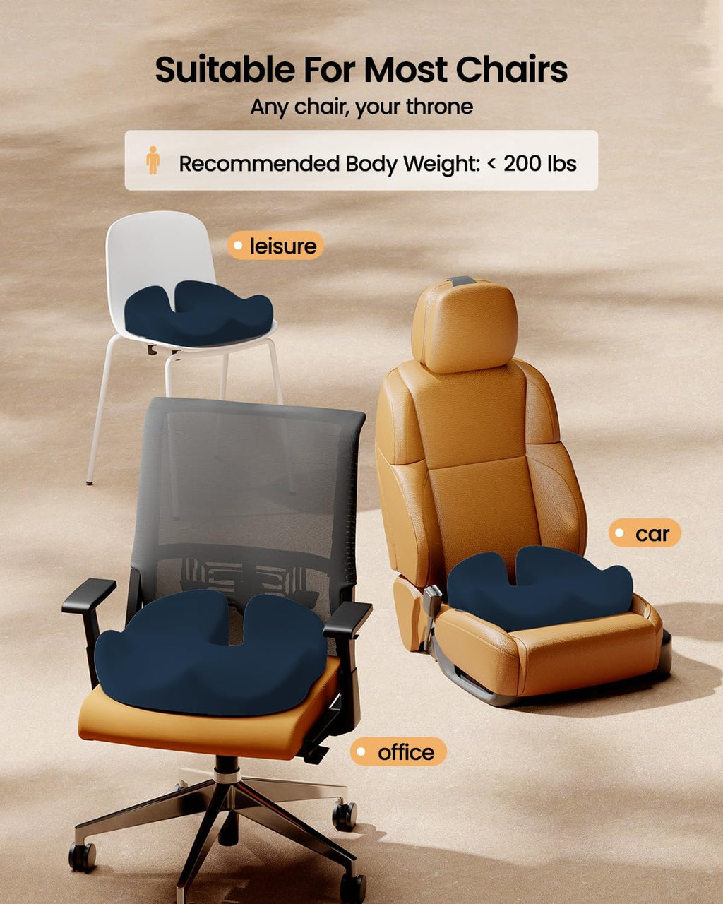 DrHealWell ArcPro Memory Cushion For Tailbone Protection, Sciatica & Pressure Relief