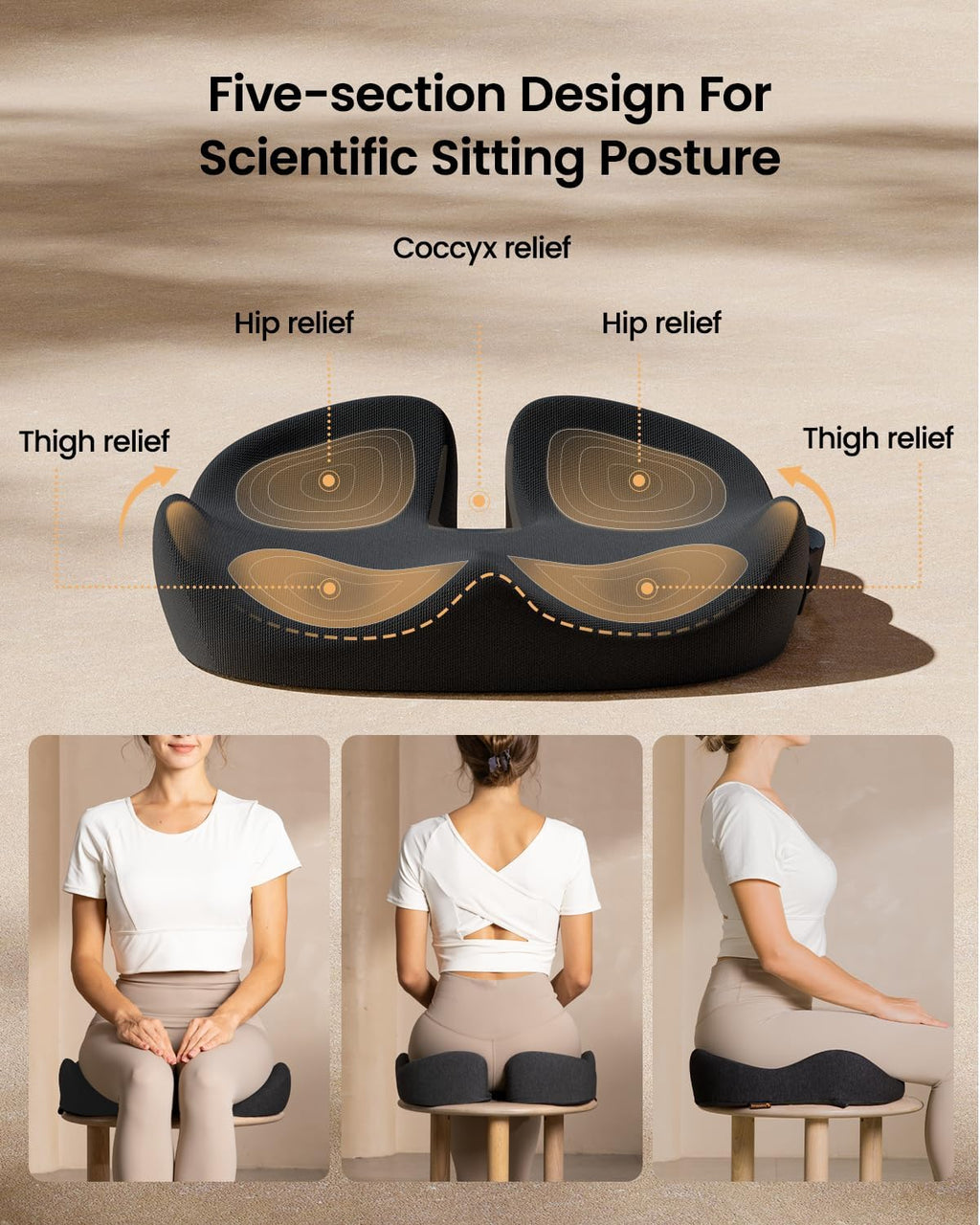 DrHealWell ArcPro Memory Cushion For Tailbone Protection, Sciatica & Pressure Relief