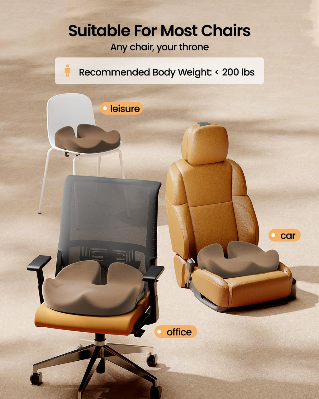 DrHealWell ArcPro Memory Cushion For Tailbone Protection, Sciatica & Pressure Relief