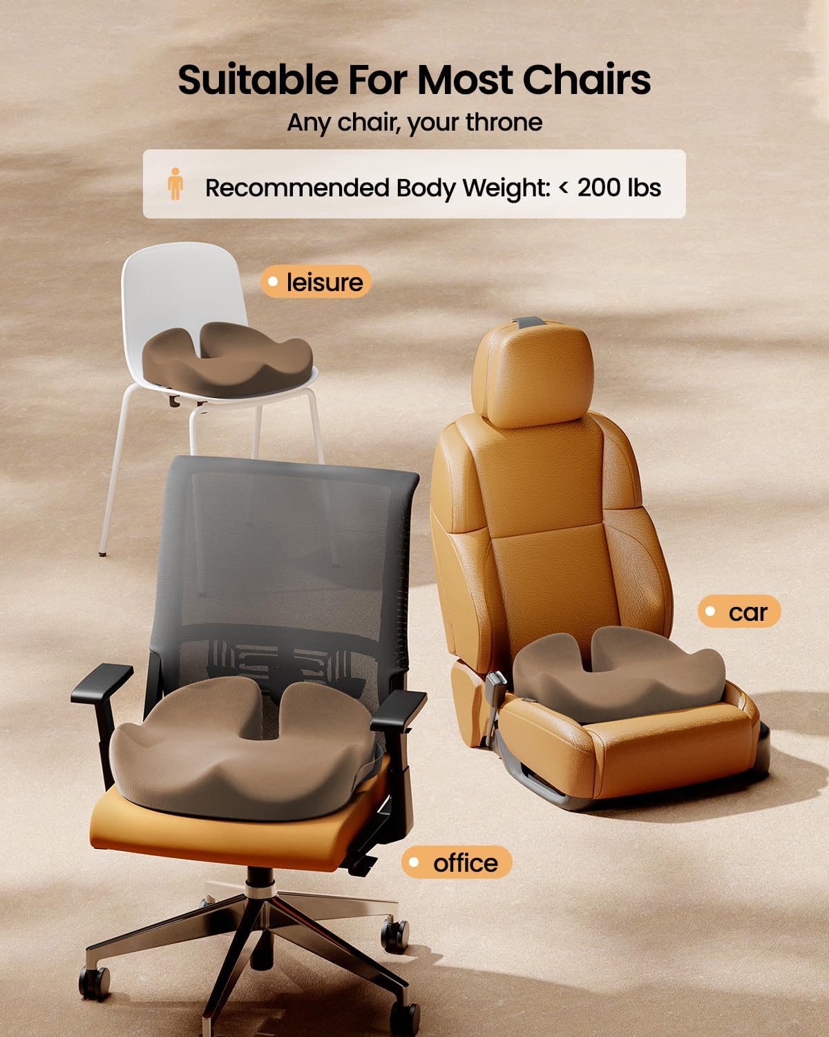 DrHealWell ArcPro Memory Cushion For Tailbone Protection, Sciatica & Pressure Relief