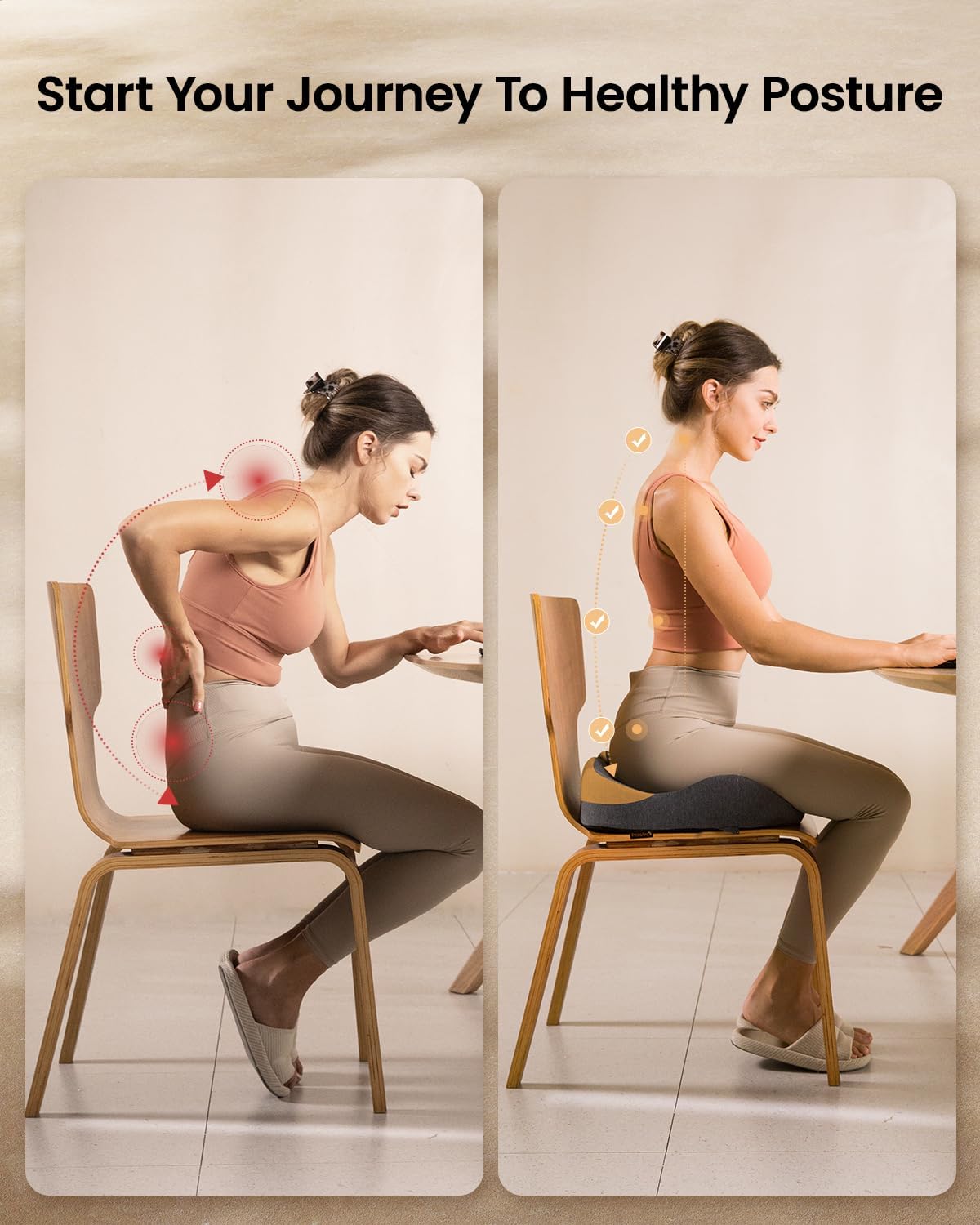 DrHealWell ArcPro Memory Cushion For Tailbone Protection, Sciatica & Pressure Relief