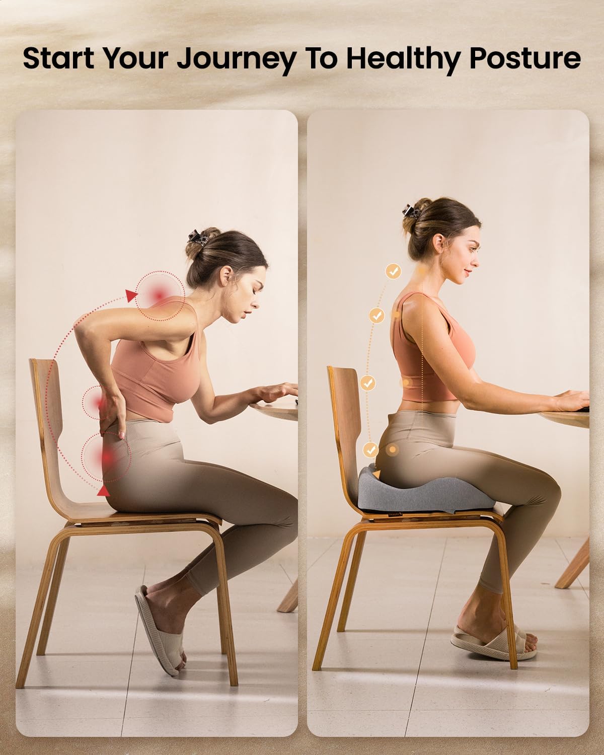 DrHealWell ArcPro Memory Cushion For Tailbone Protection, Sciatica & Pressure Relief