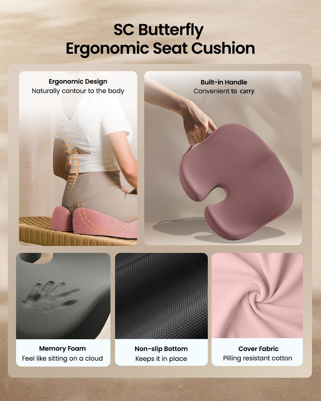 DrHealWell ArcPro Memory Cushion For Tailbone Protection, Sciatica & Pressure Relief