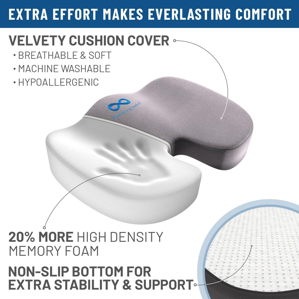 DrHealWell Everlasting Comfort Tailbone Protection, Sciatica & Posture Memory Foam Seat Cushion