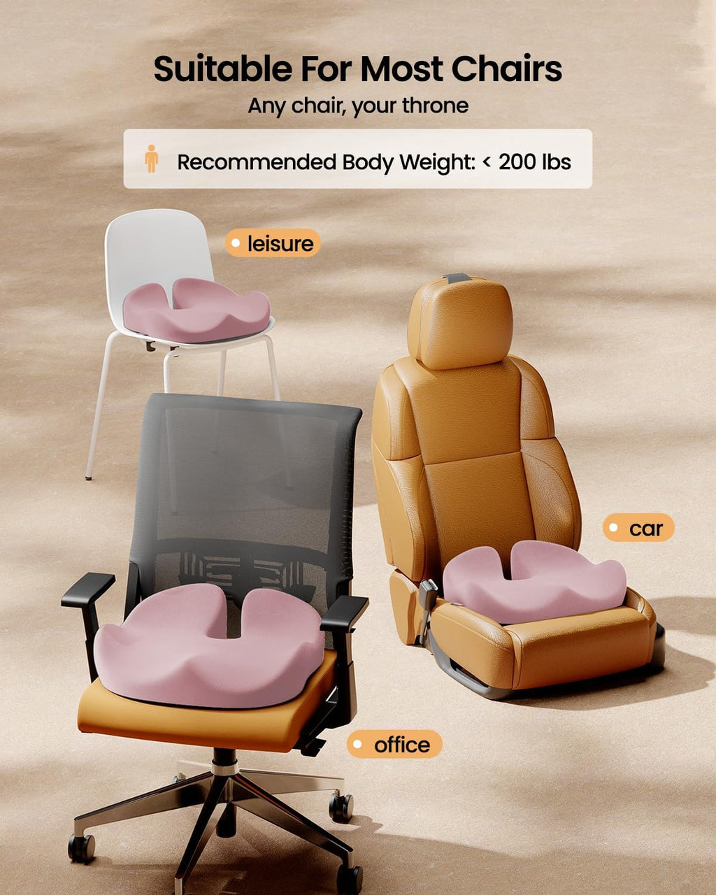 DrHealWell ArcPro Memory Cushion For Tailbone Protection, Sciatica & Pressure Relief