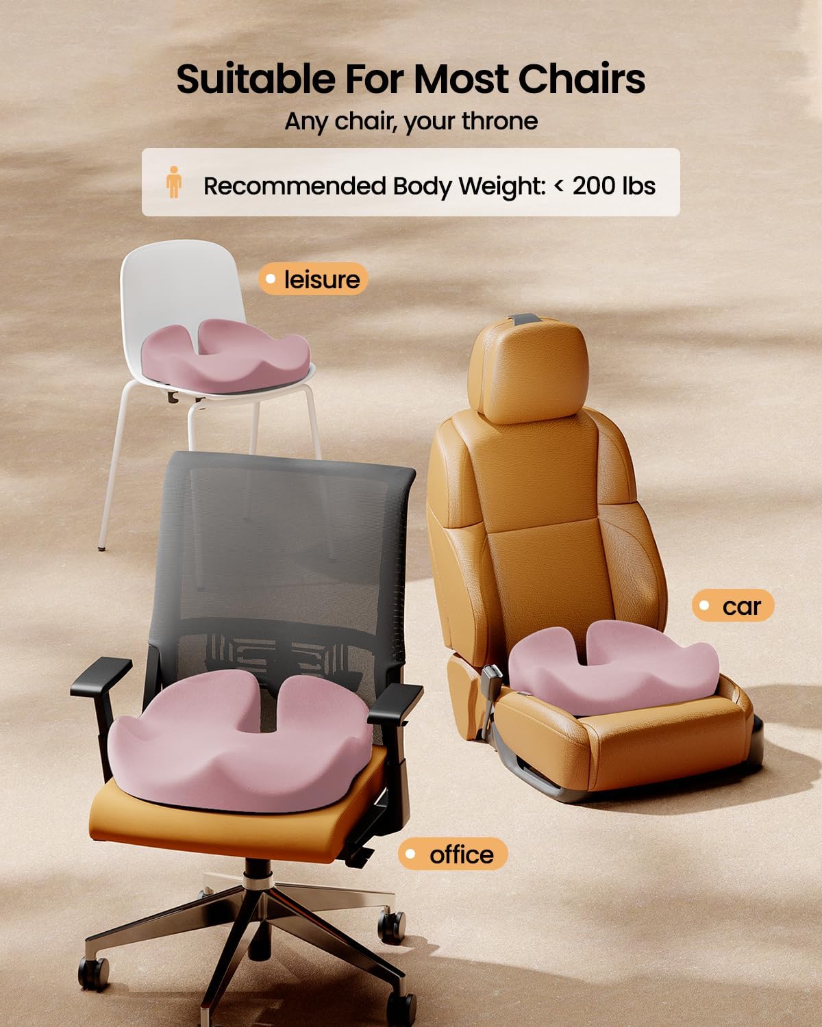 DrHealWell ArcPro Memory Cushion For Tailbone Protection, Sciatica & Pressure Relief