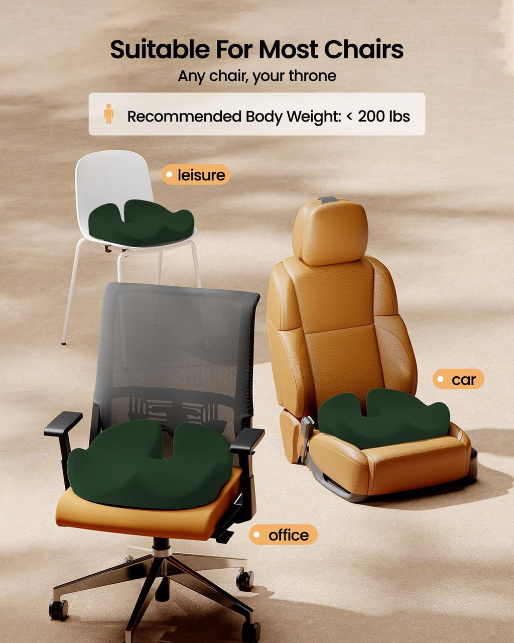 DrHealWell ArcPro Memory Cushion For Tailbone Protection, Sciatica & Pressure Relief