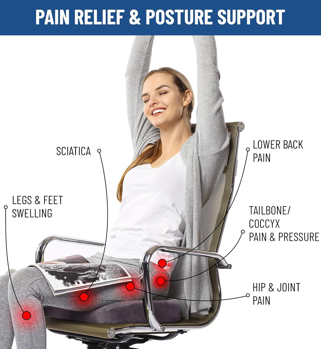 DrHealWell Everlasting Comfort Tailbone Protection, Sciatica & Posture Memory Foam Seat Cushion