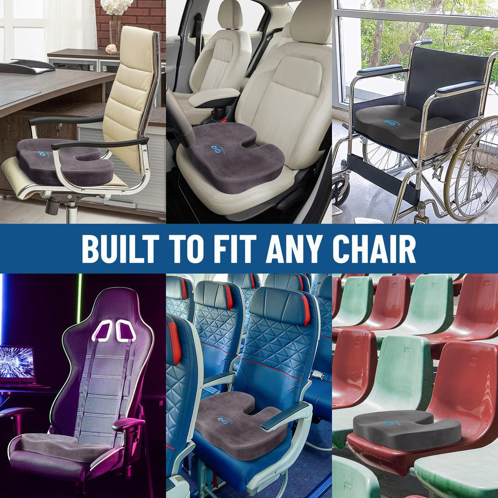 DrHealWell Everlasting Comfort Tailbone Protection, Sciatica & Posture Memory Foam Seat Cushion